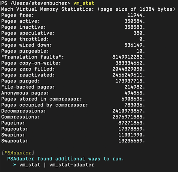 Screenshot showing vm_stat suggestions.