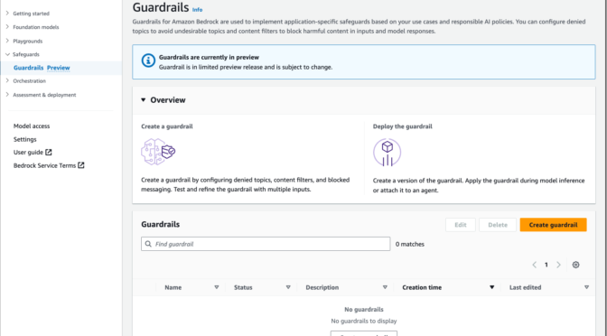 Guardrails for Amazon Bedrock helps implement safeguards customized to your use cases and responsible AI policies (preview)