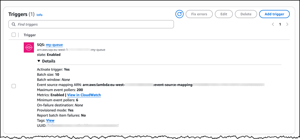 SQS Provisioned Poller confiig