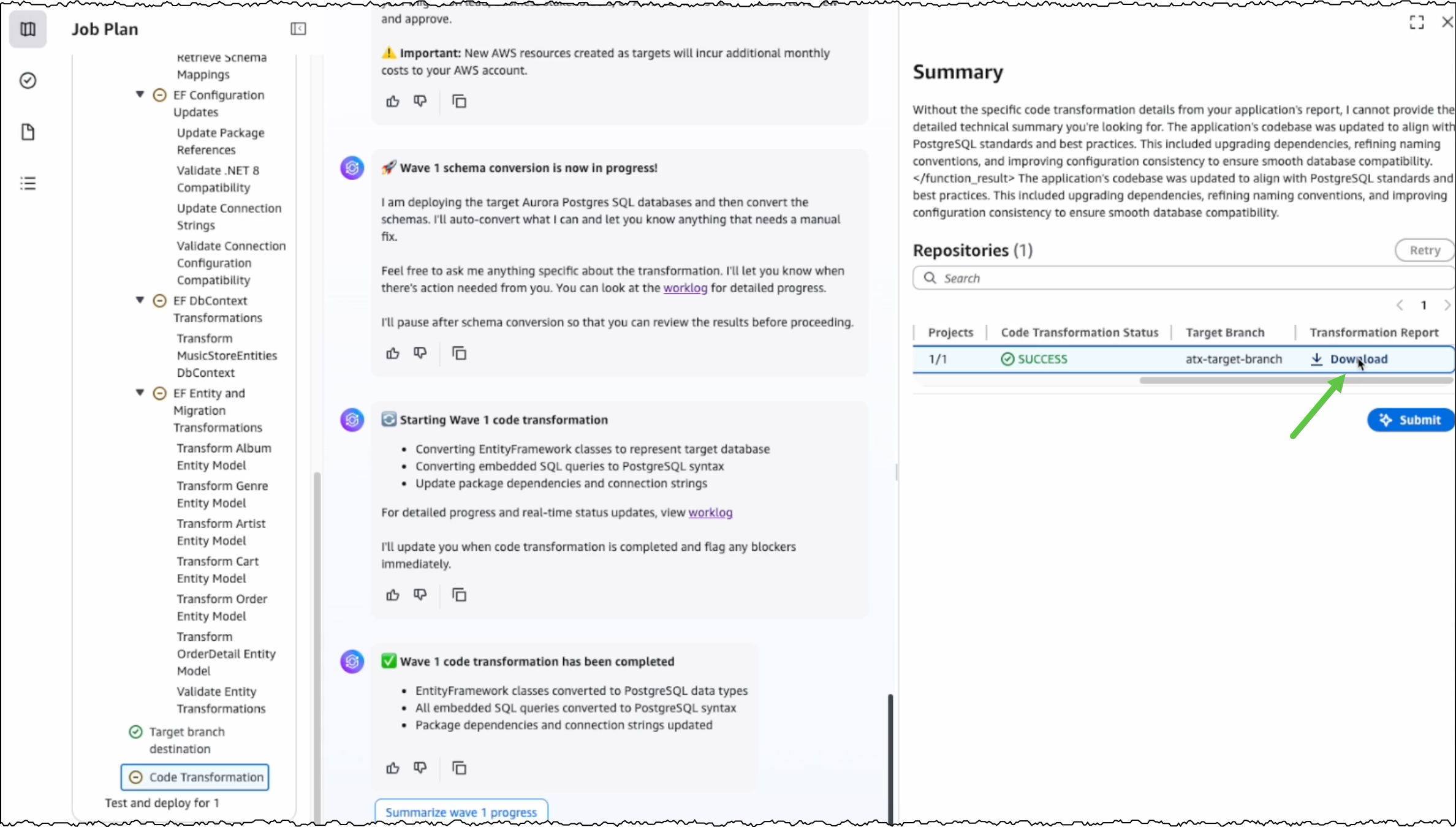 Download transformation report
