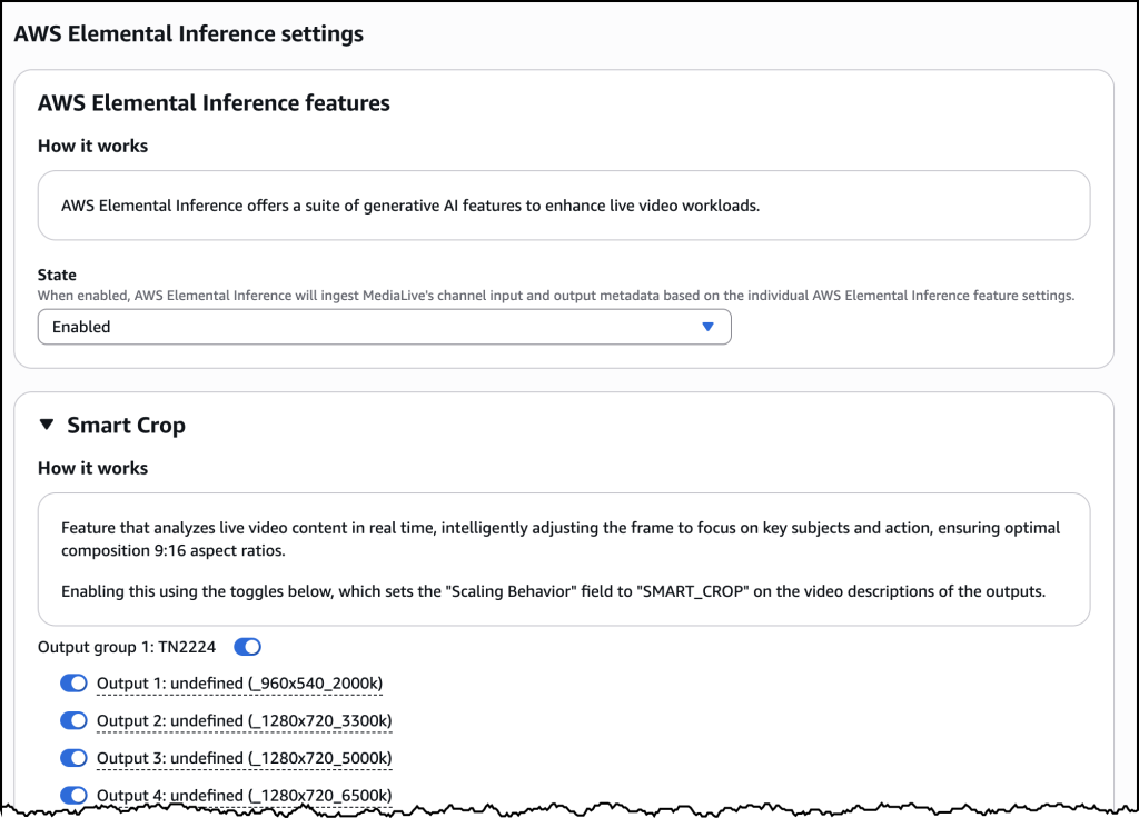 AWS MediaLive inference console
